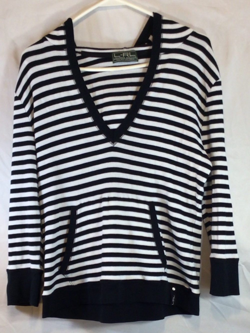 Lauren Ralph Lauren L-RL Active Women Hooded Thermal Top Coastal Nautical Casual